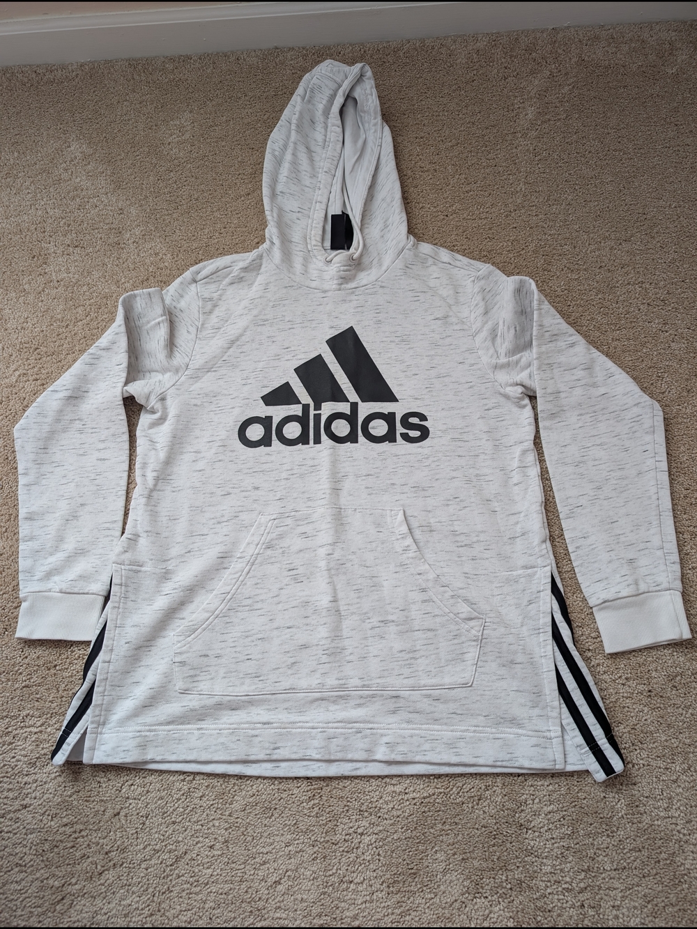 Adidas Light Heather Grey Hoodie with Black Logo